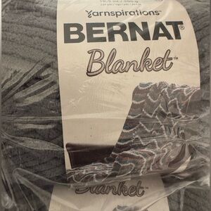 Bernat Dark Grey NEW Blanket Soft Cozy Crochet Knit Handmade Yarn Bundle